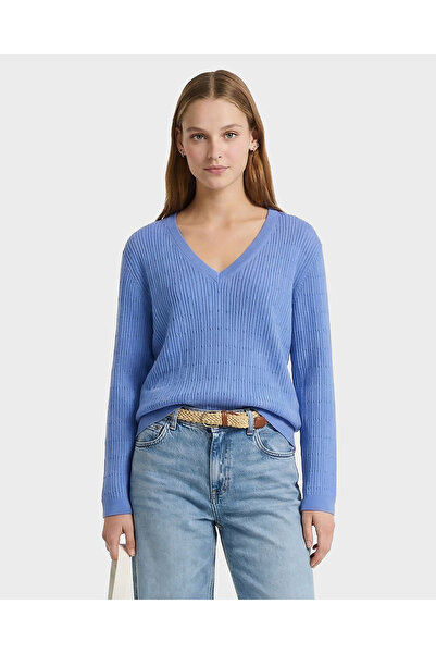Gant Kadın Mavi Regular Fit V Yaka Kazak