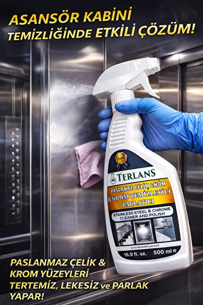 Terlans Parfümlü Asansör Temizleyici Paslanmaz Çelik Ve Krom Parlatıcı 500 ml...