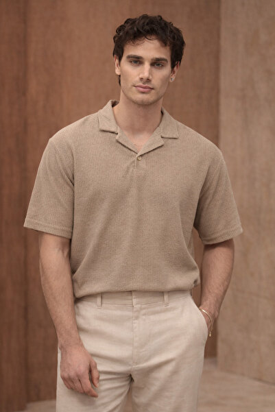 Valiberta Ανδρικό T-shirt Aretus από ύφασμα σενίλ, κανονική εφαρμογή, με γιακ...