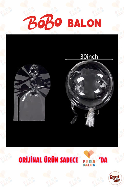 Blur BOBO Balon Çift Ağızlı 30 İnç (76 cm) Dev Şeffaf Esnek (2'li Paket) - PERA BALON