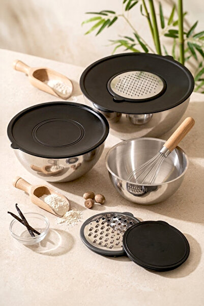 Kitchen Life Σετ μπολ από ανοξείδωτο ατσάλι Profeselia 9 τεμαχίων με τρίφτη κ...