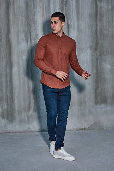 jack carisma Πουκάμισο με λεπτή εφαρμογή από βαμβακερό λινό λύκρα με γιακά τυ...