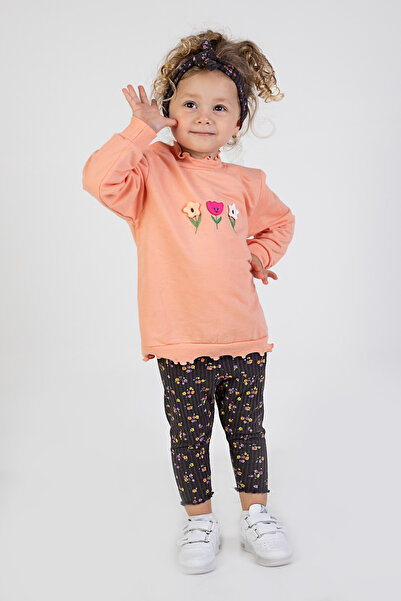 LC Waikiki Kız Bebek İki İplik Kumaş Orta Kalınlıkta Nakışlı Bandana Dahil Ör...