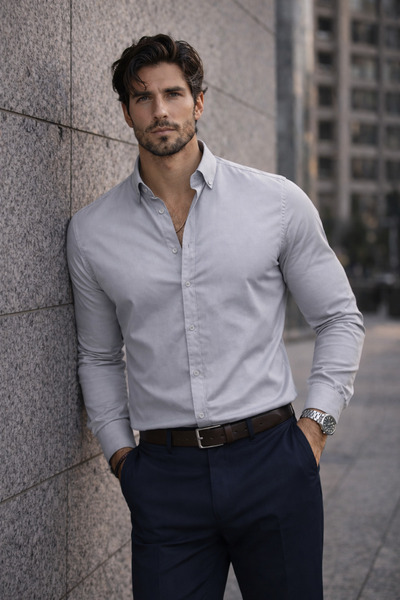 Valiberta Lycra Regular Fit Breathable Classic Ανδρικό πουκάμισο Oxford - Stone