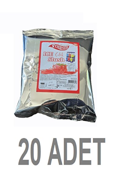 Frupan ÇİLEK MEYVE AROMALI ICE SLUSH - BUZLAŞ - KARLAMA TOZ 600 gr 20 ADET 1+...