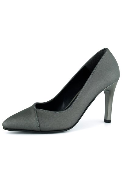 Erkan Saçmacı Victoria Anthracite Satin Pointed Toe Thin Heeled Evening Dress Shoes