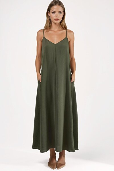 Hiccup V -Yaka A-Form Maxi Elbise