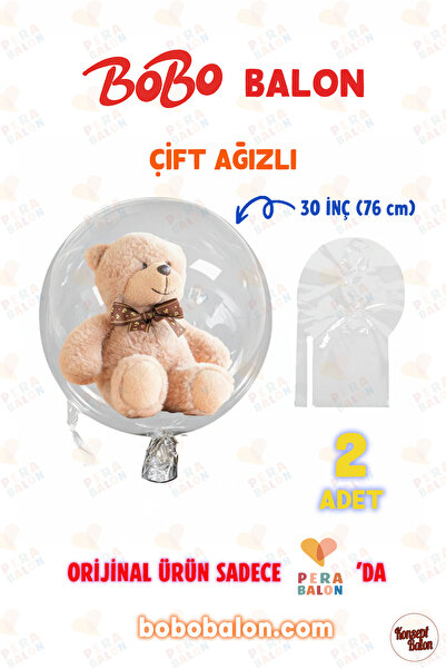 Blur BOBO Balon Çift Ağızlı 30 İnç (76 cm) Dev Şeffaf Esnek (2'li Paket) - PE...