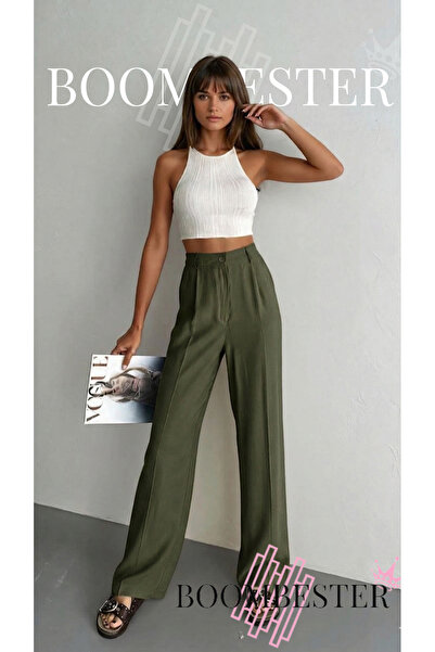 BoomBester Παντελόνι Premium 100% Tensel Palazzo, ψηλόμεσο, φαρδύ, γυναικείο,...