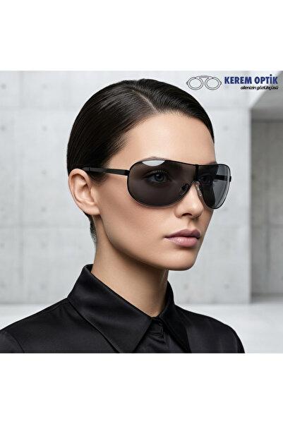 CALDİNİ Unisex Siyah Metal Polarize Güneş Gözlüğü Cs109 C2