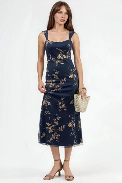 Hiccup Φόρεμα μίντι με λαιμόκοψη καρδιά Με φλοράλ μοτίβο