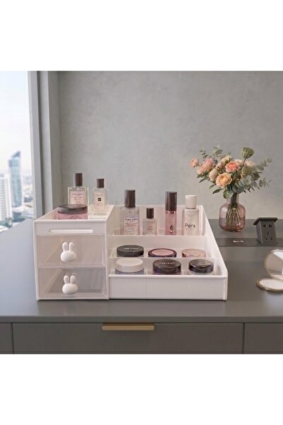 VİALEX Serenity 2 Çekmeceli Çok Amaçlı Organizer Kozmetik Parfüm Krem Takı Dü...