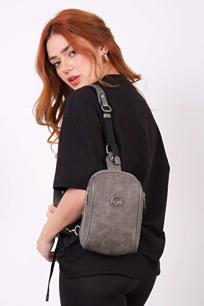 Morpelikan Γκρι τσάντα σώματος με μονόγραμμα, χιαστί, με μονό λουρί, τσάντα ώ...