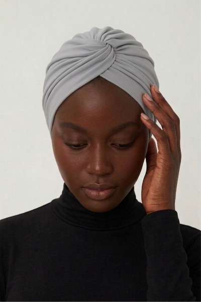 elysianfidan Ανοιχτό γκρι έτοιμο τουρμπάνι Hijab με σταυρωτό γάντζο εξωτερικό...