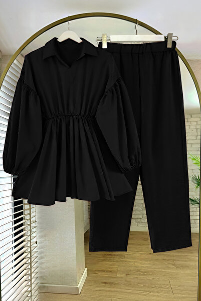 SUWWE Laria Siyah Tesettür Alt-Üst Takım