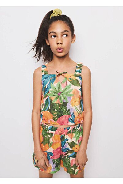 MANGO Kids Tropikal desenli bluz