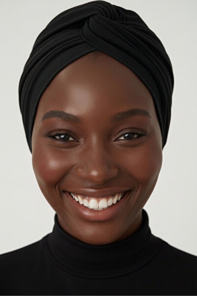 elysianfidan Μαύρο έτοιμο τουρμπάνι Hijab με σταυρωτό γάντζο εξωτερικό και κα...