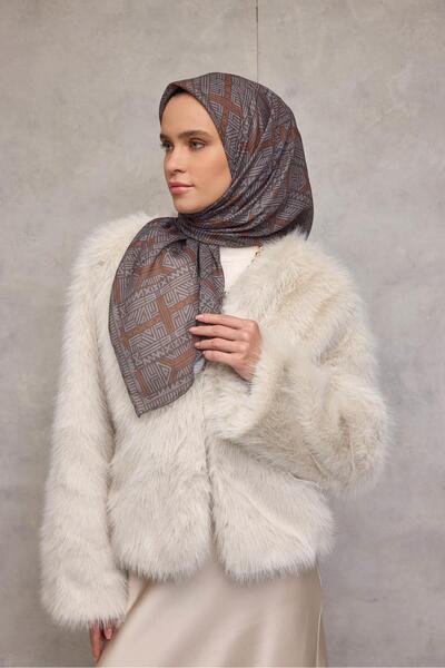 Silk Home Eșarfă moale din bumbac și poliester, verde ulei, cu model geometri...