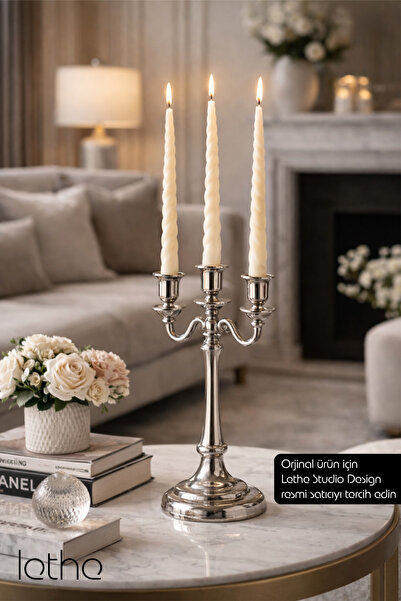 Lethe Design Spiral Mum 3’lü Set - Dekoratif İtalyan Burgulu Şamdan Mumu (3 A...