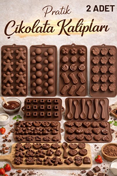 HİROS'H 2 Adet Silikon Çikolata ve Dondurma Kalıbı