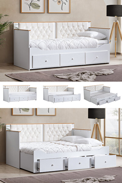 Setay Yavrulu Karyola, Alaçatı Çekmeceli Açılır Çift Kişilik Karyola (Yataksız)