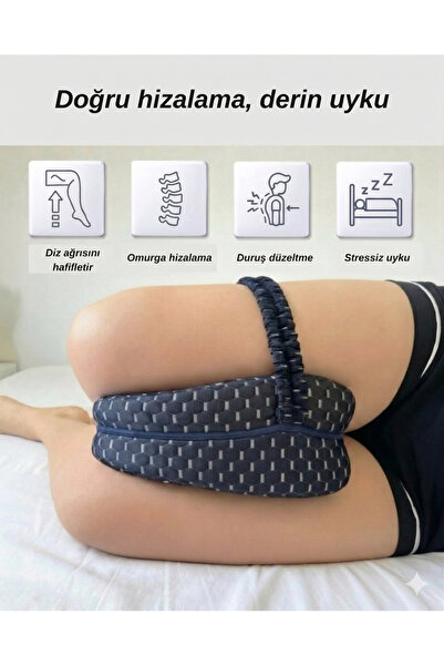 Ankaflex Ortopedik Bacak Arası Diz Yastığı Yan Yatanlar İçin Ergonomik Visco Uyku Minderi Lastikli