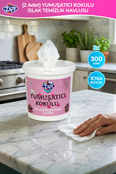 Genel Markalar Yüzey Temizlik Havlusu Yumuşatıcı Kokulu Islak Kova Mendil 300...