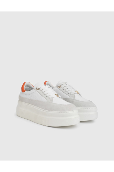 İLVİ Pantofi sport albi pentru femei Elke din piele naturală