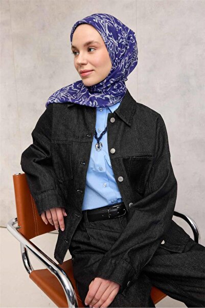 Silk Home Βαμβακερό πολυεστερικό μαλακό κασκόλ μωβ με σχέδιο Lilium, αντιολισ...