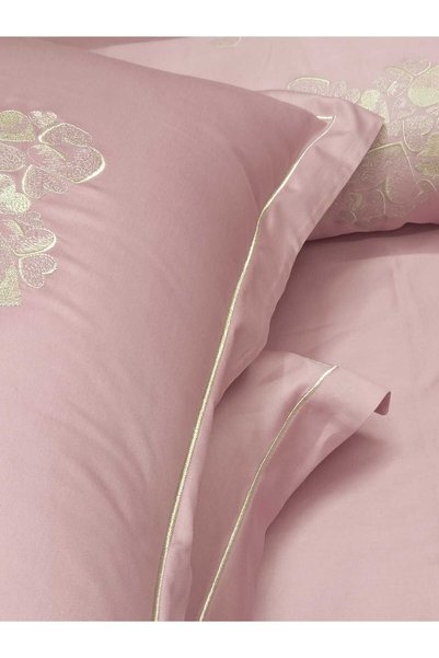 BAŞ TASARIM Heart Embroidered Pink Duvet Cover Set