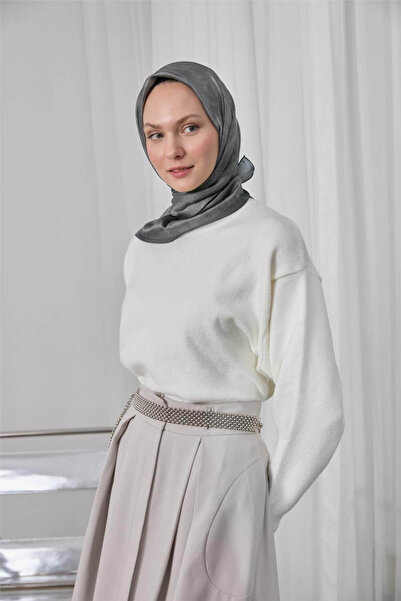 Silk Home Γυαλιστερό Φουλάρι Γκρι Έθνικ Σχέδιο 90*90