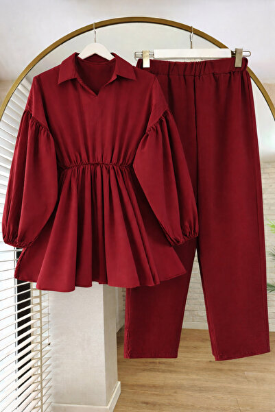 SUWWE Laria Kırmızı Tesettür Alt-Üst Takım