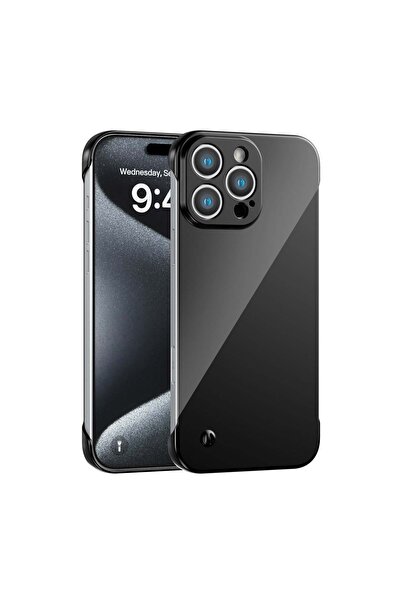 Vissona iPhone 15 Pro Uyumlu Kamera Korumalı Yanları Açık Sararmaz Sert Mika ...