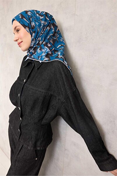 Silk Home Eșarfă din bumbac și poliester, albastru pastel, cu model margarete...