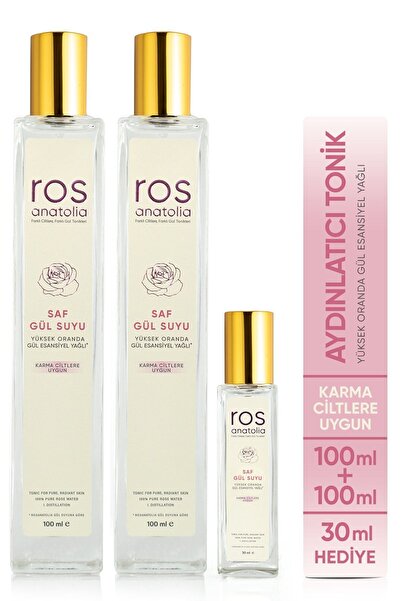 ROSanatolia Gül Suyu Karma Ciltlere Aydınlatıcı Tonik 100ml 100ml 30ml Çanta ...