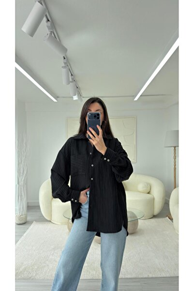LUUNA STORE NEXO OVERSIZE ΡΙΓΕ ΠΟΥΚΑΜΙΣΟ - ΜΑΥΡΟ