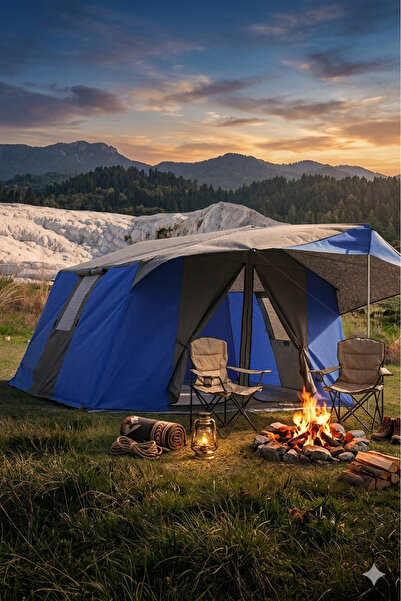 Zey Camping 2+0 DOUBLE KAMP ORMAN ŞANTİYE DEPO ÇADIRI 6 KİŞİLİK ( KAPIDA SİNE...