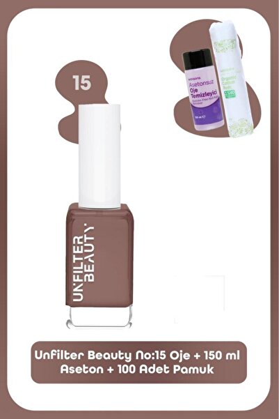 Unfilter Beauty No:15 Oje + 150 Ml Aseton + 100 Adet Pamuk