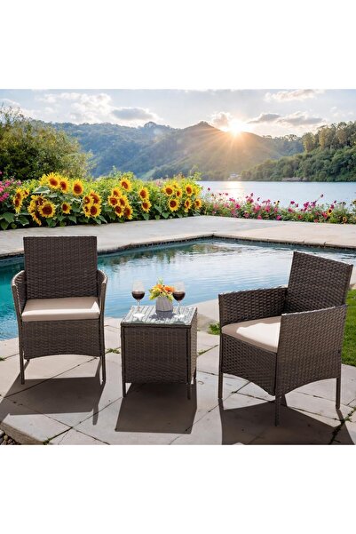 SONGMICS Σετ επίπλων κήπου με 2 καθίσματα, 2 καρέκλες και γυάλινο τραπέζι, απ...