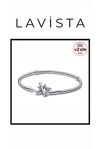 Lavista Silver Yıldız Klips Zincirli Gümüş Bileklik