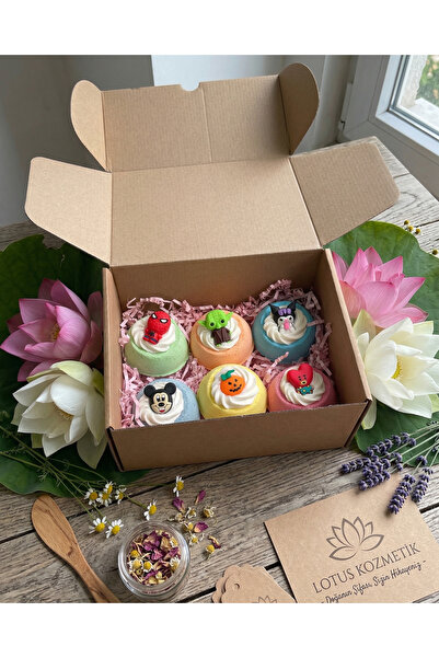 Lotus Cupcake Banyo Bombası 6’lı Set – Jakuzi & Küvet İçin Karışık Renkler 135gr