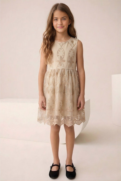 FESSHERA KİDS Κοριτσίστικο φόρεμα με επένδυση και φερμουάρ στην πλάτη, με τσά...