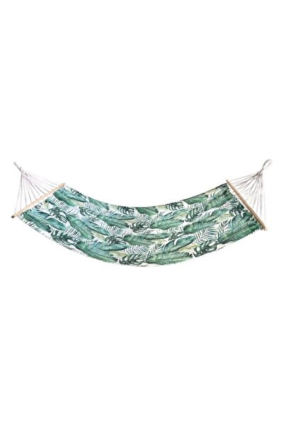 divendi-ro Hamac ecru cu frunze tropicale verzi, 200x100 cm