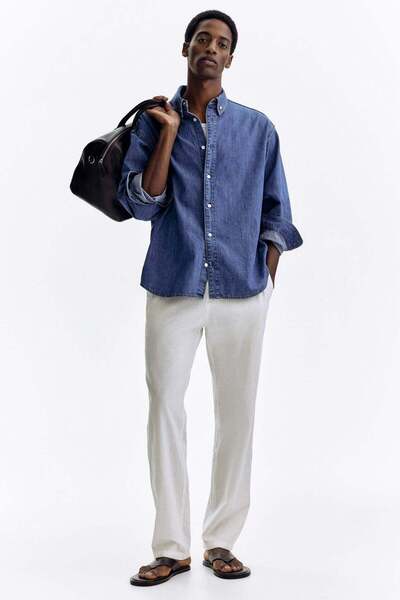 H&M Regular Fit Linen-blend trousers