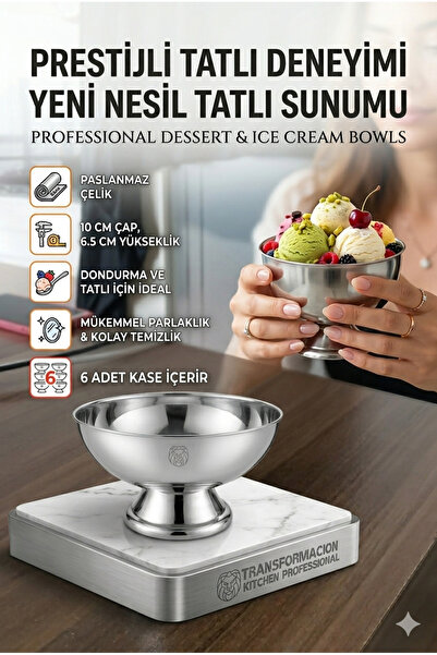 Transformacion Dondurma Kasesi 304 Paslanmaz Çelik Profesyonel 6 ADET 721649