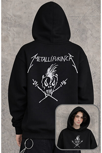 Fuddy Moda Φούτερ με κουκούλα Unisex Funny Metallica με στάμπα στην πλάτη, φο...