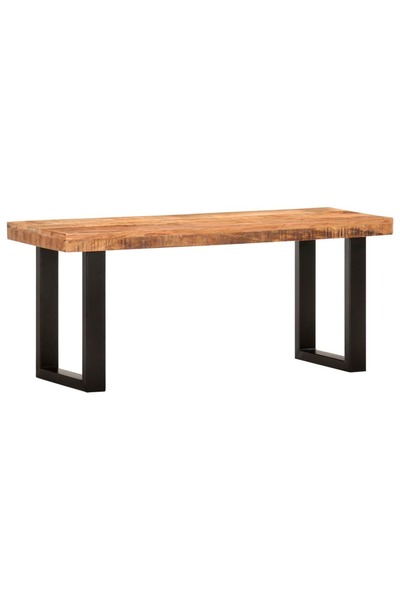 Concept Bancă, 110 cm, lemn masiv de mango nefinisat și oțel