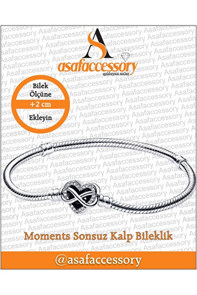 asaf Sonsuz kalp klips charm takılabilir bileklik | gümüş kaplama