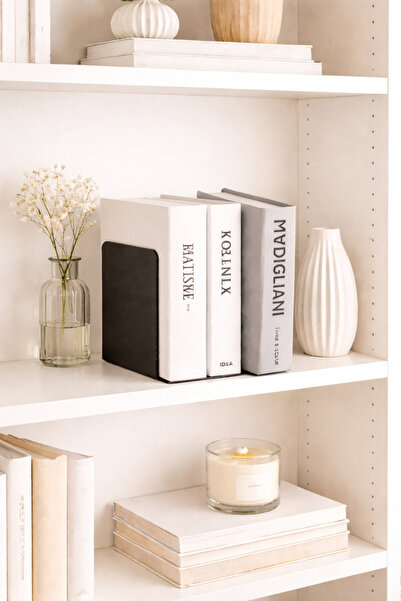 VENON 2 τεμάχια ❤️   ΜΑΥΡΟ ❤️   Επίπεδο μεταλλικό στήριγμα βιβλίων, διακοσμητ...