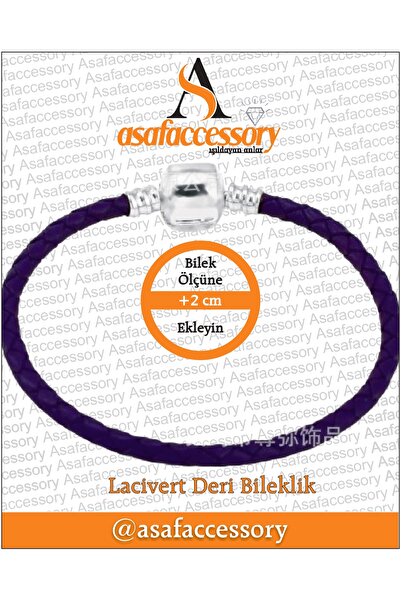 asaf Lacivert logolu deri bileklik (moments)